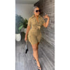 Women Two Piece Shorts Set Outifit Summer Fashion Solid Turn-Down Collar Short Sleeve Shirts Top & Casual Pocket Streetwear Sets