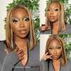 Highlight Perücken Echthaar Straight Bob Perücke 4/27 Ombre 13x4 Lace Front Echthaar Perücke 100% Remy Haar vorgezupft Transparente Spitze