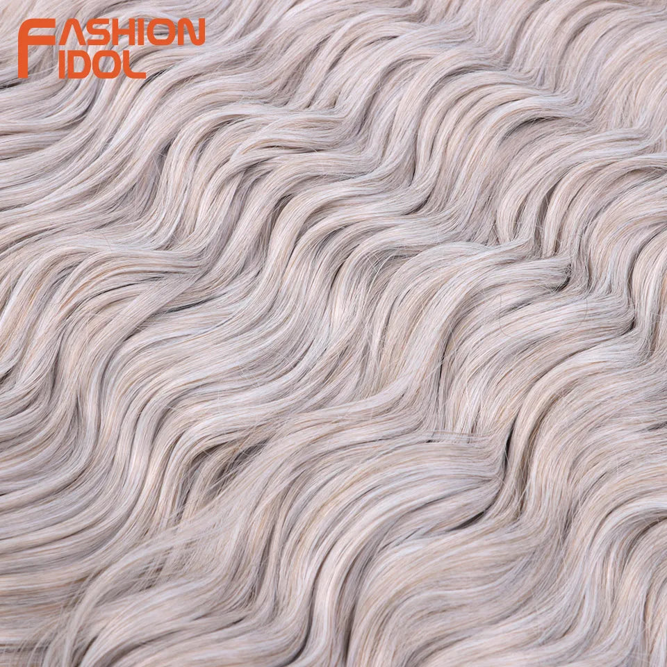 FASHION IDOL 24-Zoll Häkelhaar Synthetische Wasserwelle Flechthaarverlängerungen Ombré Regenbogenfarbe Kunsthaar Deep Wave Lockenhaar
