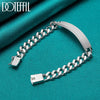 DOTEFFIL 925 Sterling Silver 2pcs Bracelet 10mm Smooth Sideways Chain For Men Women Wedding Engagement Party Jewelry