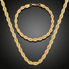 3mm Plated 18k Gold Fried Dough Twist Chain Necklace Bracelet Hip-hop Twisted Rope Cuban Lovers Party High-end Jewelry Gifts