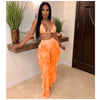 Bra+tassel Pants Suit  2 Piece Set Women Hot Pink Swimsuit Mesh Bathing Suit Sexy Matching Swimwear Viquinis Mujer 2022