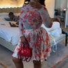 Women Two Piece Sets Shorts Skirt Set Full Sleeve Print Top Short Skirts A Line Pleated High Waist Y2k Streetwear Elegant Autumn