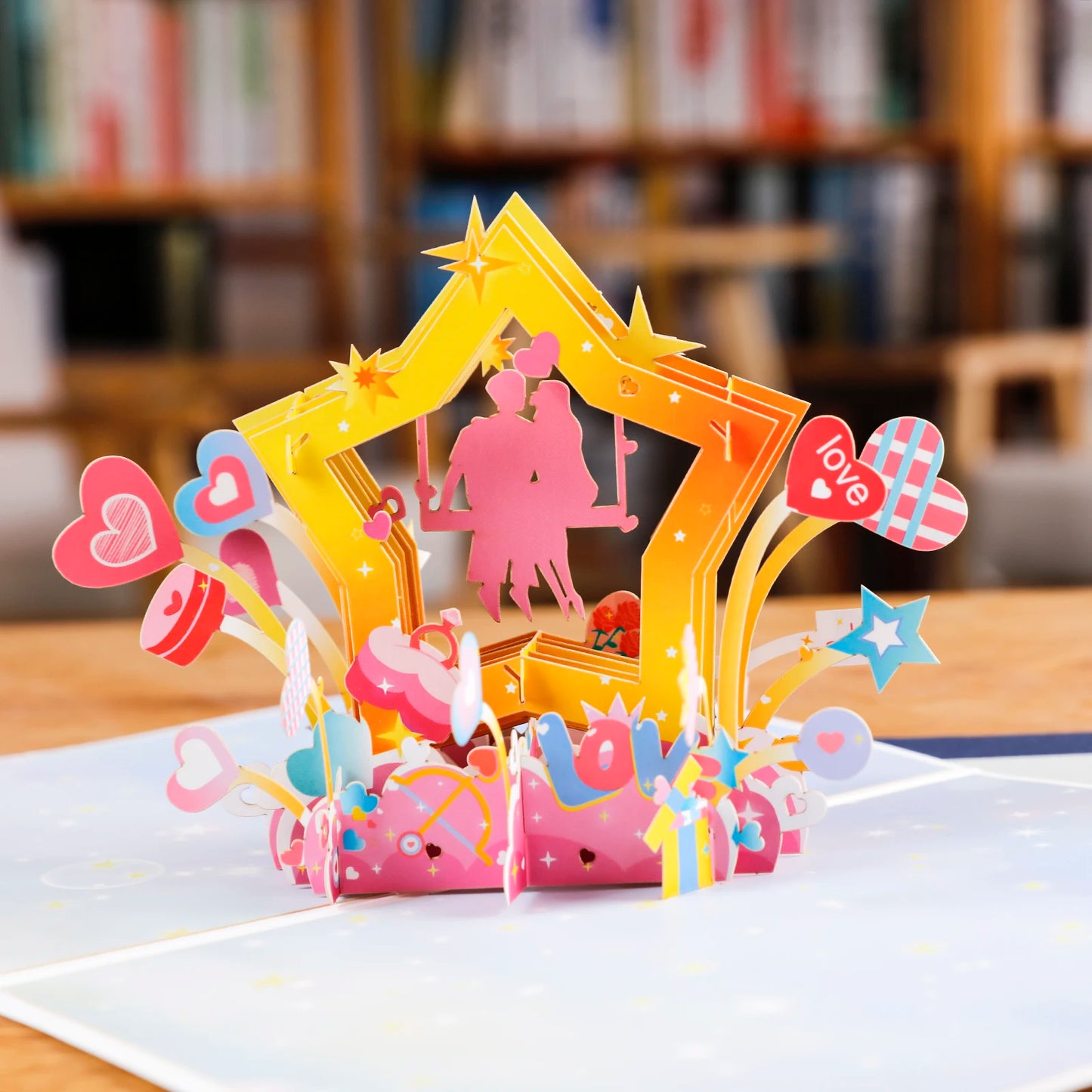 Valentinstag Geschenk 3D Pop Up Karte Jahrestag Hochzeit Geburtstag für Ehefrau Ehemann Grußkarten mit Umschlag und Notizkarte