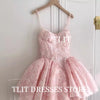 TLIT Fairy Baby Pink Printing Flowers Short Evening Dresses Spaghetti Strap Sweetheart Cocktail Dresses Customized Draped Gowns