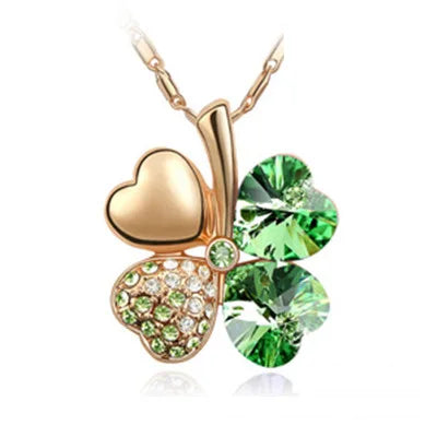 TRPOPSYN Crystal 4 Four Leaf Leaves Clover Pendant Necklaces Lover Birthday Gift Quality Fashion Jewelry Dropshipping Charm Girl