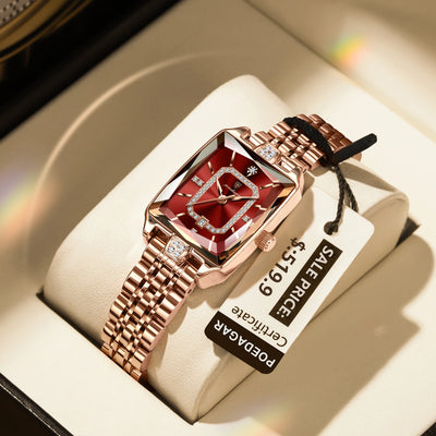 POEDAGAR Top Elegante Damenuhr Wasserdicht Datum Damen Armbanduhr Edelstahl Rechteck Quarz Damenuhren Weibliche Reloj