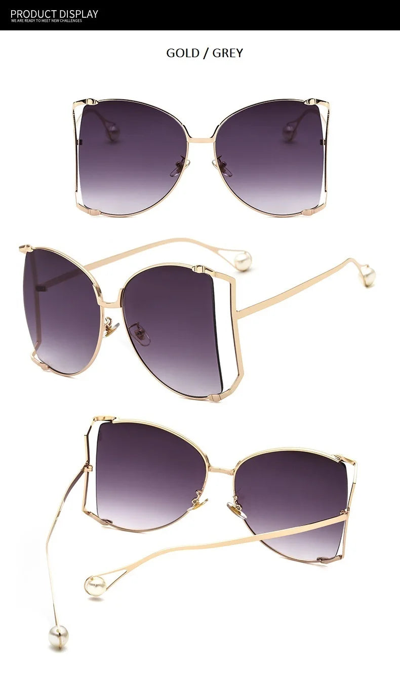 Fashion Model Ocean Gelb Quadratische Sonnenbrille Damen Luxusmarke Oversized Shades Perle Chic Sonnenbrille für Damen Herren Oculos