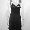 Sexy Sommer Minikleid Damen Neue Schwarze Mode Streetwear Ärmellos Rückenfrei Falten Split Kleid Elegantes Party Spaghetti-Träger A-Linien-Kleid