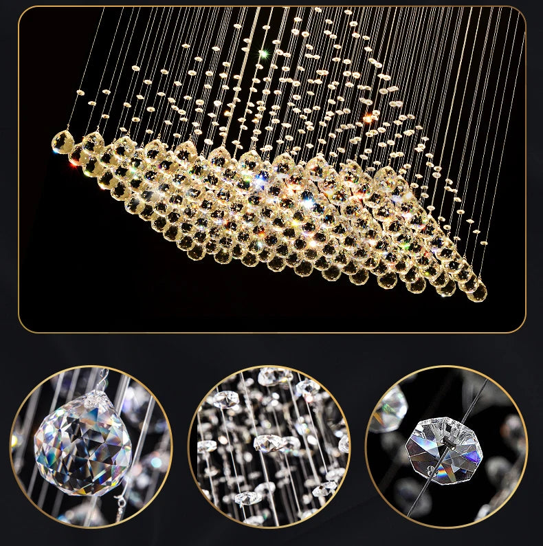 Kronleuchter K9 Kristall Pendelkugel Quadratischer Kronleuchter Beleuchtungskörper Regentropfen Vorhang Glas Kronleuchter LED-Licht