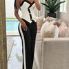 2 Piece Sets Women Outfit Sexy One Shoulder Ruched Top & Casual Straight Leg Pants Suits for Female Spring 2024 Fashion New