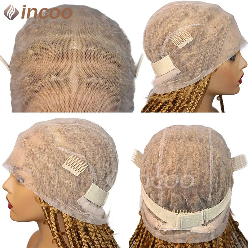 36 Zoll Synthetische Spitze Geflochtene Perücken Schmetterlingszöpfe Spitzenperücke für schwarze Frauen Zopfperücken im Ausverkauf Box Braids Spitzenperücke