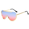 Metallische Oversized Punk Sonnenbrille Damen Semi-Randlose Schutzbrille Shield Lens Designer Große Sonnenbrille Damen Modeaccessoires