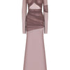 Articat Elegantes Mesh-Patchwork Langarm-Bodycon Party Club Abendkleid Sexy Doppellagiges Perspektivkleid Herbstkleidung