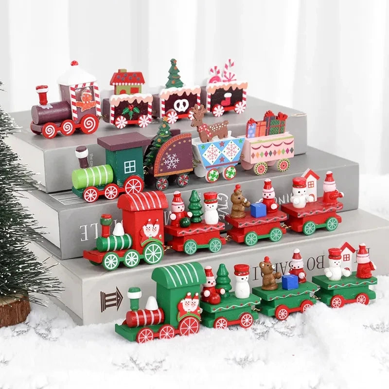 Weihnachten Holzeisenbahn Frohe Weihnachten Dekorationen für Zuhause 2024 Weihnachtsbaumschmuck Navidad Noel Kindergeschenk Frohes Neues Jahr 2025