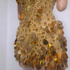 Sparkly Gold Rhinestone Sequins Sexy Strapless Mesh See Through Mini Dress Women Eveing Birthday Party Nightclub Stage Costume