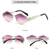 Polygonal Luxury Sunglasses Women Brand Fashion Rhombus Sun Glasses Woman 2024 Retro Vintage Metal Diamond Shades Eyewear