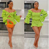 Chic Women Sweet Set Puff Sleeve Crop Tops and Shorts Outfits Solid Stretch Pleated Sexy Summer Girl 2 Two Piece Suit
