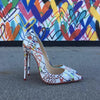 Multi color customized 12cm super high heels, nude white patent leather, sexy red sole, pointed thin single order shoes