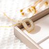 RAKOL Exquisite Copper Gold-plated Zircon Pendant American Minimalist Collarbone Chain 26 A-Z Balloon Letter Necklace For Women