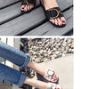 Summer Women Slippers Leather Square Toe Women Flats Flip Flops Designer Ladies Slides Sandals Women Shoes Luxury Sandals