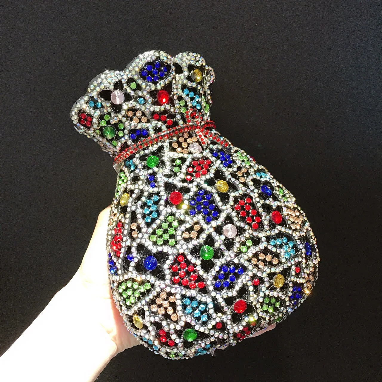 Neueste Blumenvase Strass Abendtaschen Frauen Kristall Handtaschen Metallkette Elegante Partytaschen Luxus Designer Clutch Geldbörse