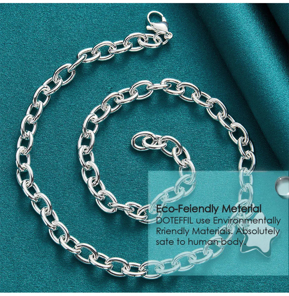 DOTEFFIL 925 Sterling Silver Star Pendant 18 Inch Chain Necklace For Woman Wedding Engagement Fashion Jewelry