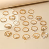 Silver Color Geometric Knuckle Rings Set For Women Eye Cross Sun And Moon Leaf Charm Finger Ring Female Boho Party Jewelry