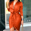 Long Sleeve Elegant Skinny Office Lady Mini Dress For Women Sexy deep V-neck Black Package Hip Bodycon Dresses Casual Robe