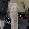 Women Pearl Tank Top Sexy Multiplayer Pearl Tassel Long Sleeve Bra Chains Camisole Necklaces Collar Partywear Crop Tops