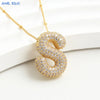 SUNSLL Cubic Zircon A-Z 26 Bubble Letter Necklace 2 Sizes Gold Plated M Chunky Balloon Initials Pendant Women Chain Jewelry 2024