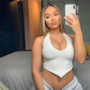 Bandage Halter Hot Sexy Navel Pink Crop Top 2021 Summer Sexy Female Art Print Sleeveless Fashion Slim Tight Party Club Outer