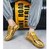 New Gold Sneakers Couple Shoes Luxury Casual Glitter Sneakers Men Hip-hop Streetwear Skateboard Shoes Men Flat Designer Footwear