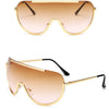 Metallische Oversized Punk Sonnenbrille Damen Semi-Randlose Schutzbrille Shield Lens Designer Große Sonnenbrille Damen Modeaccessoires