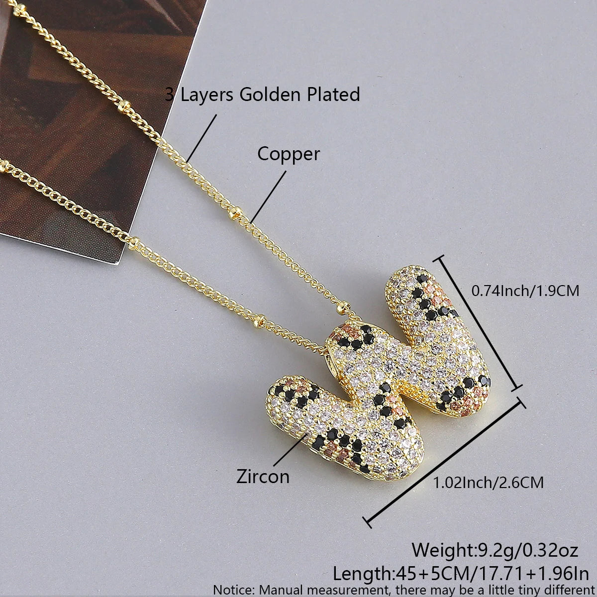 MHS.SUN Neue Leopard Bubble Buchstabenkette Vergoldet Chunky Bubble Zirkon 26 Initialen Anhänger Halskette Frauen Modeschmuck
