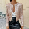 2024 Fashion Sequin Jackets Women Glitter Long Sleeve Short Coats Elegant Spring Outwear Office Ladies Solid  Streetwear Jacket