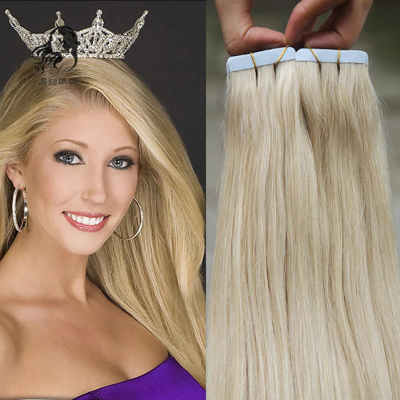 Remy Straight Tape In Hair Extensions Brown 14-30inch Invisible Blonde Virgin Skin Weft PU Human Hair Extension For Women