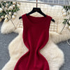 Sexy Backless Knit tassel High Waist Pleated Dress Casual A-line Dress Beach Vestidos Women Evening Party