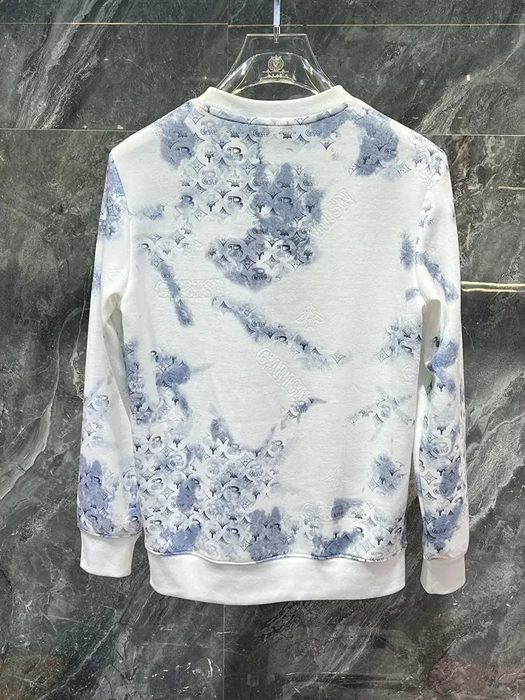 Trend Vielseitig Frühling Herbst Neu Herren O-Ausschnitt Graffiti-Druck Kontrastfarbe Mode Luxus Lässig Langarm Sweatshirts Oberteile