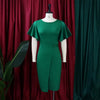 Dress Women Mid Length Dresses Green Slim Ruffles Bodycon Round Neck Short Sleeve Sexy Elegant Party High Waist Vestidos
