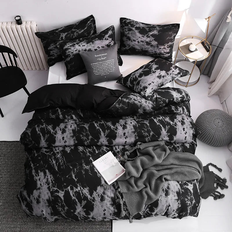 3tlg. Bettbezug-Set mit Kissenbezügen, Doppel-Bettwäsche-Set, Steppdeckenbezug Queen/King für Paar- oder Einzelbett