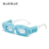 NEW Trendy Rectangle Sunglasses Women Punk Plush Sun Glasses Ladies UV400 Shades Fashion Funny Decor Eyewear