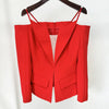 TWOTWINSTYLE Solid Designer Slimming Blazers For Women Slash Neck Long Sleeve Off Shoulder Temperament Coats Female Fashion New