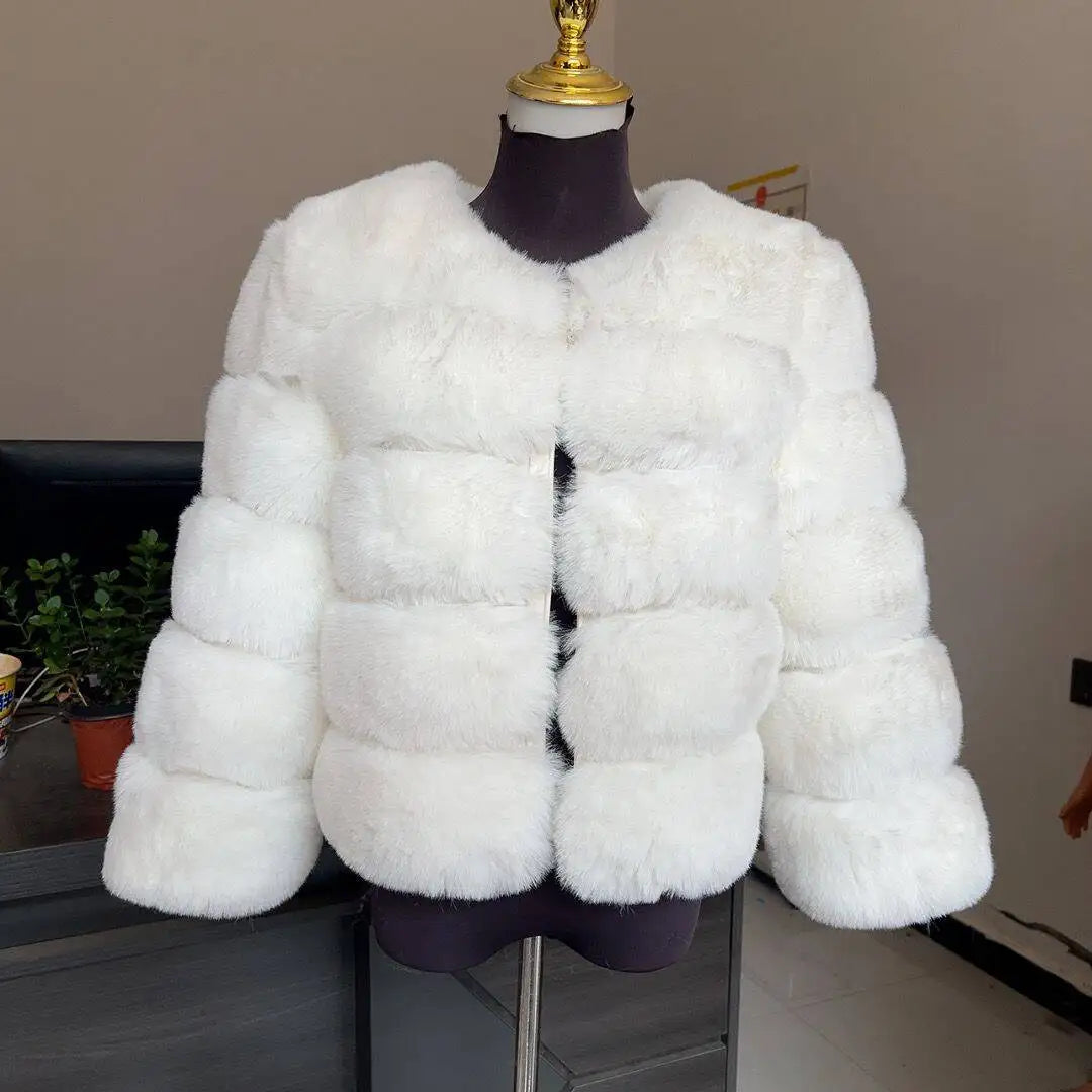 Women's Fashion faux fur coat super hot Autumn Winter women short Faux fox fur fluffy jacket high quality 7xl Ladies furry coats