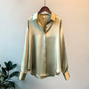 1pcs Woman Spring Autumn Satin Shirt Lady Long Sleeve Lapel Blouses Cardigans Elegance Sweet Casual Coats Girl Sunscreen Top