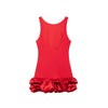TRAFZA Sexy Solid White Flower Bud Tierred Red Mini Dress Safety Pants Women Dress New 2025 Spring Autumn Fashion Party Dress
