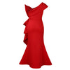 Elegante Kleider für Damen, One Shoulder, ärmellos, Rüschen, Meerjungfrauen-Schnitt, bodenlang, luxuriös, für Geburtstagsfeiern, Dinner, Vestidos Mujer Kleid