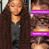 300 Density Chocolate Brown Deep Wave Lace Front Human Hair Wig 40Inch Color Hd Lace Frontal Wig For Women 13x6 Water Curly Wigs
