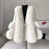 DEAT Fashion Temperament Thickened Fur Coat Cardigan Women Top-Quality Leather Patchwork Long Sleeve Jacket 2024 Winter 11SX023