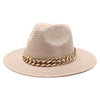 Set Straw Hat and Bag Set Gold Chain Bag Hat Set Ladies Leather Bag Tote Church Fedora Party Jazz Straw Hat